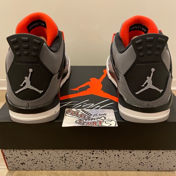NEW Nike Air Jordan 4 Retro IV Red Infrared Grey 2022 Basketball Shoes - Picture 4 of 9
